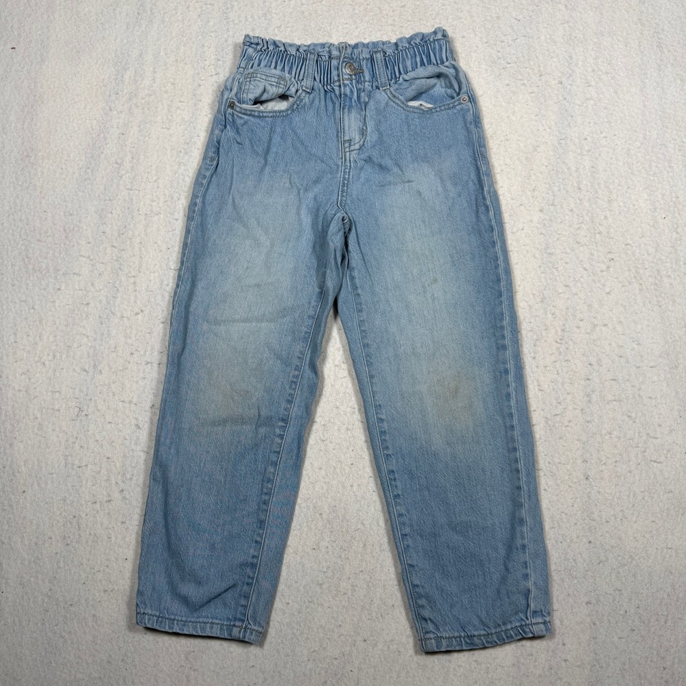 Cat & Jack Kids Light Wash Paperbag Waist Denim Jeans Size 7